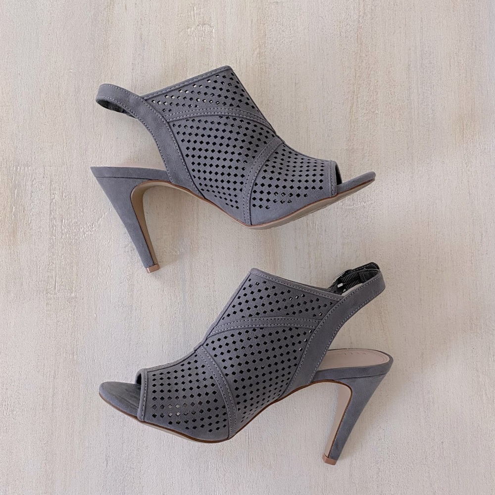 Kelly & Katie Eliassi gray perforated heeled boots